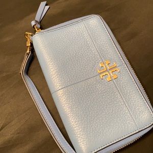 Tory Burch Light Blue Phone Wristlet